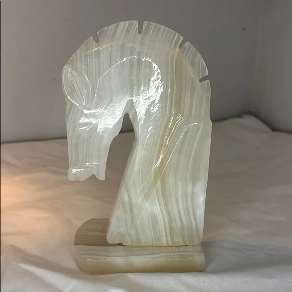 Vintage Onyx Horse Head Bookend/Carved Onyx/Office/Home Decor - Picture 3 of 5